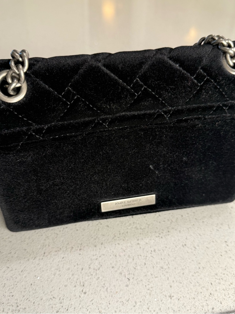 Kurt Geiger Black Velvet Crossbody with Multicolor Crystal Studs - Picture 2 of 5